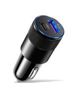 Fast Charging Car Charger with 2 USB Ports and Type-C Adapter