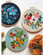 Embroidery Kit: Beginners' Set with Floral Patterns, Hoops, and Instructions