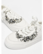 2 PCS Rhinestone Design Shoe Decoration, Silver Aluminum Stylish Accessories For Shoes