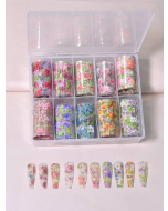 Flower Pattern Nail Art Stickers - Pack of 10 Rolls