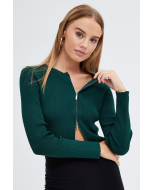 Zip up Green Knit Cardigan: The Perfect Layering Essential