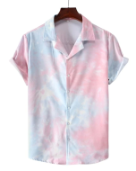 Tie Dye Button Through Shirt for Stylish Men