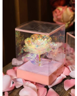 1pc Holographic Artificial Flower With Clear Box, Faux Rose