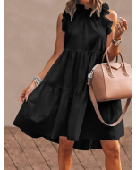 Sleeveless Midi Dresses - Simplicity with Ruffles for Women