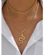 3pcs/set Fashion Snake Decor Chain Necklace For Women For Daily Decoration