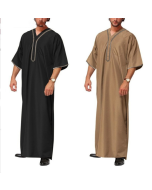 2023 new Muslim Middle East Arabia Dubai Malaysia men's loose robe button-down shirt men
