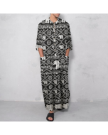 Foreign trade spring and summer new Middle East clothing long-sleeved one-piece Arabian men's striped print Muslim men's robe