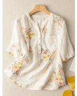 Cotton And Linen Art Retro Versatile Short Sleeved Shirt