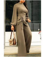 Fashion Casual Solid Patchwork O Neck Jumpsuits