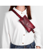 Women Snake Pattern Waist Bag PU Leather Phone Purse Casual Chest Bag