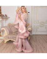 Marabou Feather Dressing Gown Boudoir feather robe Long Luxury Burlesque wear Sexy Lingerie Valentine's gift Transparent Dress