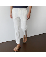 Gentlemen classic plain and breathable cotton linen pants