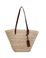  Large capacity woven bag women's bag 2022 summer new niche straw bag shoulder bag hundred handheld bucket bag