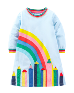 Specializing in Europe and the United States children's dresses 2022 fall new long-sleeved round neck loose long dresses