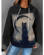 [Halloween Sale]Halloween Vintage Cat Print Sweatshirt