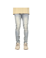 Men's distressed zipper embellished jeans