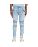 Men's Sexy Pleated Blue Stretch Jeans