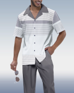 Men's Gray Gradient Short Sleeve Walking Suit for Suitmens