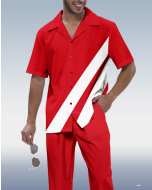 Red Walking Suit Set for Men with Short Sleeves