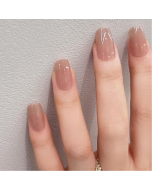 Get Glamorous with 24pcs Long Square Nude Jelly Ombre Fake Nail & 1sheet Tape & 1pc Nail File