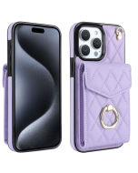 For iPhone 15 Pro Max Crossbody Small Fragrance Organizer Card Case (Light Purple)