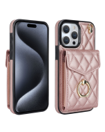 For iPhone 15 Pro Crossbody Small Fragrance Organizer Card Case (Rose Gold)