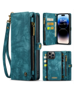 For iPhone 15 Pro Max CaseMe 008 Series Removable Multifunctional Phone Leather Case (Blue)