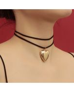 Draw adjustable velvet rope choker simple personality Big LOVE pendant necklace women