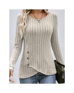 Western-style shirts for women 2023 new autumn cross-border foreign trade European and American Amazon waist-cinching round neck tight long-sleeved tops