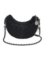 Denim bag women's new 2023 fashion rhombic chain Messenger bag Niche summer casual all-match crescent bag