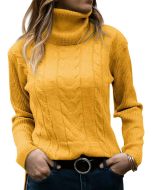 European and American 2023 autumn and winter new foreign trade Amazon solid color turtleneck sweater retro long-sleeved sweater for women