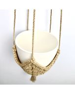 Cross-border Amazon woven hemp rope hanging basket creative gardening flowerpot net bag hanging tassel bohemian belt hook