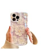 Wavy Edge Laser Floral Flowers Phone Case for iPhone 14 Pro Max 13 12 Pro Max 11