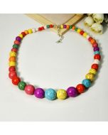 Vintage round turquoise necklace with colorful beads