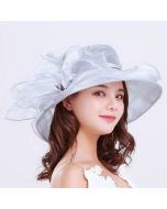 Women's outdoor sun hat anti-UV spring and summer beach hat organza large brim mesh hat