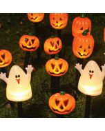 Halloween outdoor garden waterproof decorative light string LED pumpkin ghost solar ground plug light