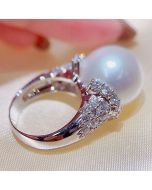 Baroque retro imitation pearl ring super-large pearl deluxe engagement ring trendy index finger ring