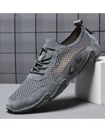 2023 summer cross-border leather men's casual sports shoes large size sewing leather mesh shoes octopus men's shoes