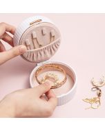Portable Jewelry Organizer Soft Storage Round Ring Box Clear Lid Jewelry Travel Case For Rings Earrings