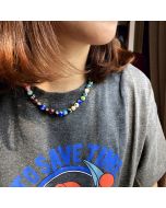 Colored glass bead necklace