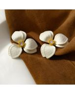 S925 Vintage white flower stud earrings
