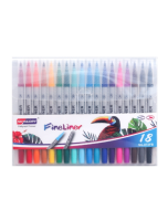 Skyglory Children Drawing Double-Headed Hook Line Pen Art Soft-Headed Watercolor Pen (18 Color Silver Pole)
