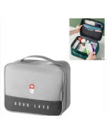 Thickened large-capacity multifunctional medicine box family portable storage bag (gray)