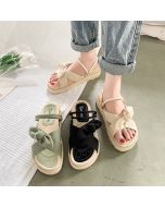 Wear platform casual sandals and flat slippers outside in summer