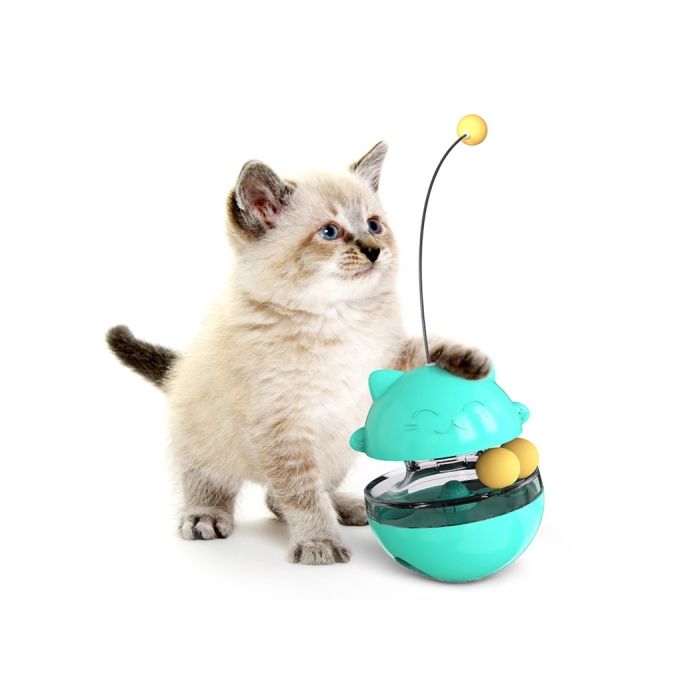 Pet Toy Cat Shaking Food Ball Tumbler Toy Ball Blue