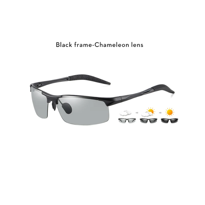 2023 Aluminum Rimless Photochromic Glasses Men Polarized Night