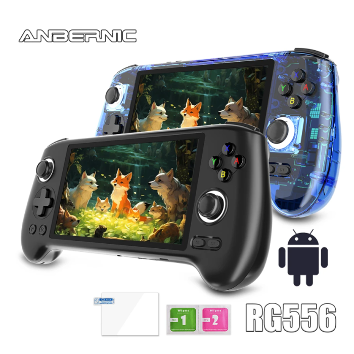 ANBERNIC RG556 Retro Handheld Game Console 64bit Android 13 System Unisoc T820 5.48-inch AMOLED Screen Hall Joystick Game Player