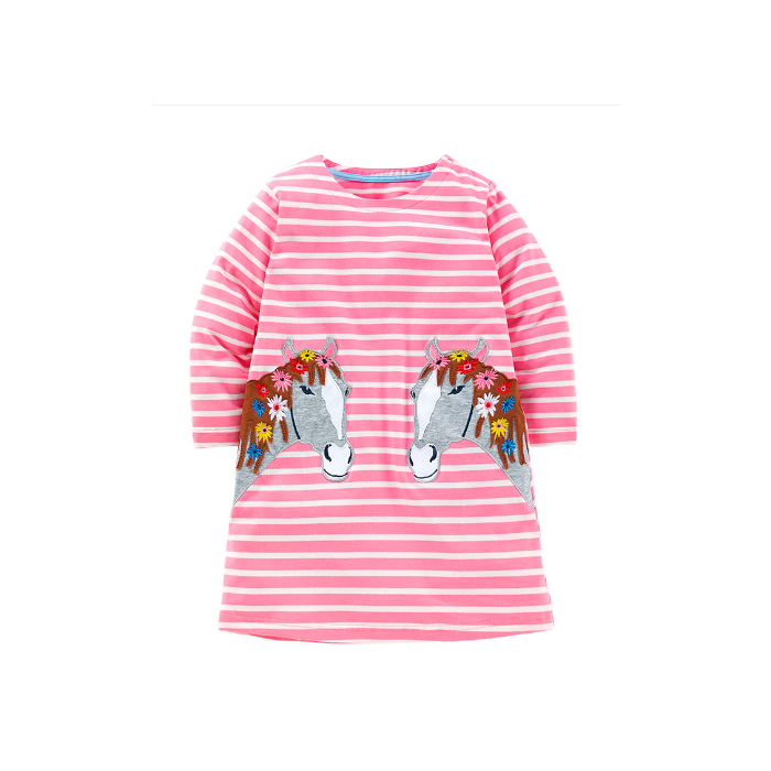 Europe and the United States children's dresses fall models children's striped embroidery princess dress cotton cute girls dresses