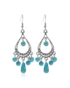 925 Antique Silver Plated Turquoise Earrings