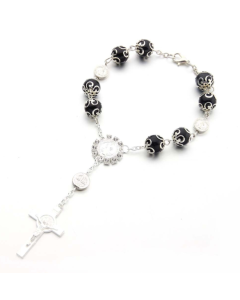 10MM Glass Pearl Beaded Bracelet with Torus